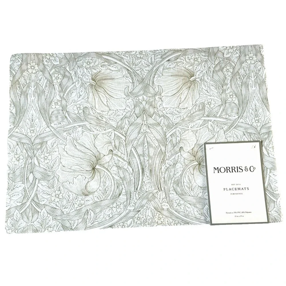Morris & Co Pimpernel Placemats Set of 8 PVC Polyester English Garden Wipe Clean